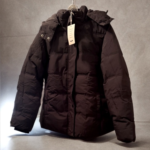 NWT GGleaf Women's Winter Puffer Coat Removable Hood Color Black Size M - Picture 1 of 7